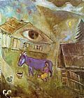 Chagall Paintings - The House with the Green Eye by Marc Chagall